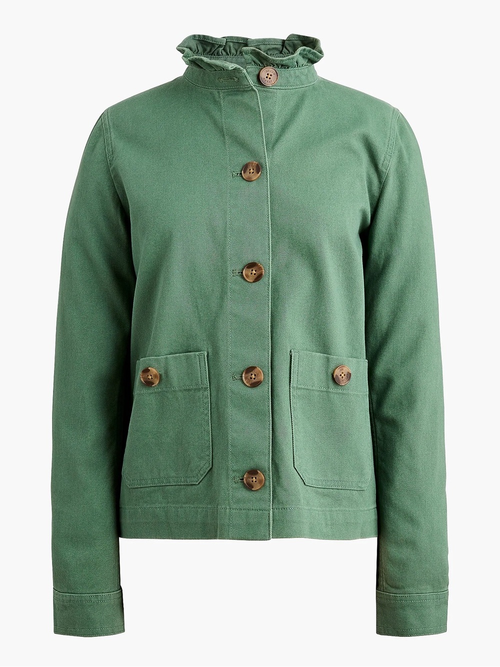 nwot j.crew cotton ruffle field jacket in simply sage xs $148